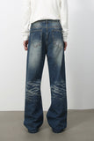 Men's Washed Wide Leg Jeans with Pockets