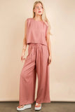VERY J Solid Woven Top & Pants Set