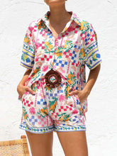 Printed Button Down Short Sleeve Top and Shorts Set