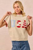 BiBi USA Patchwork Sweater Vest Top With Contrast Detail