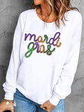 MARDI GRAS Sequin Long Sleeve Sweatshirt