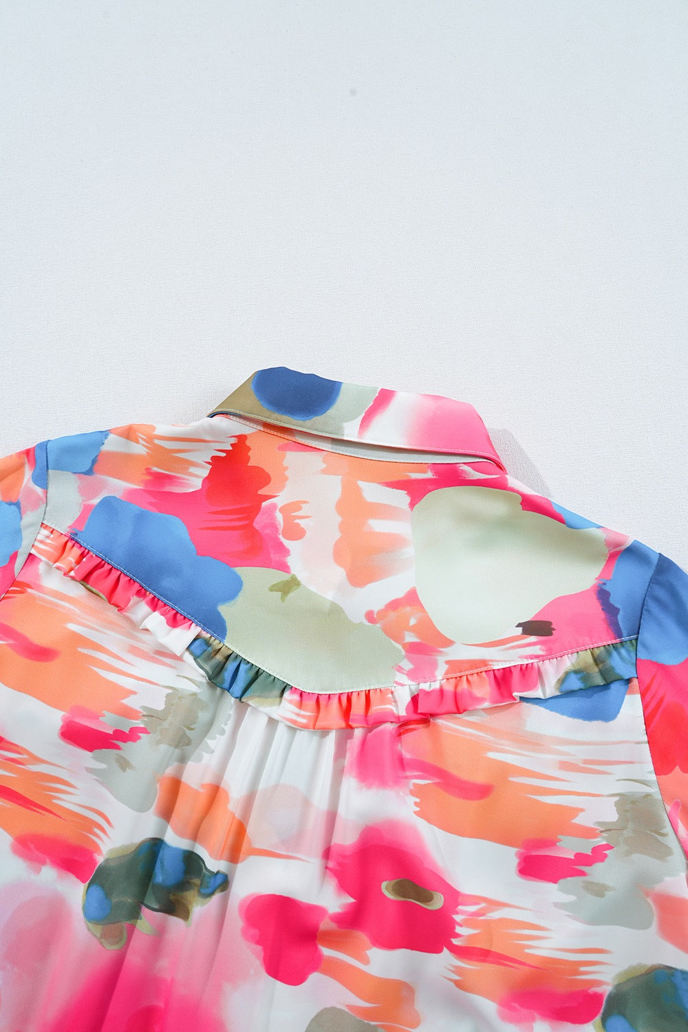 Abstract Print Collared Neck Long Sleeve Shirt - felvior