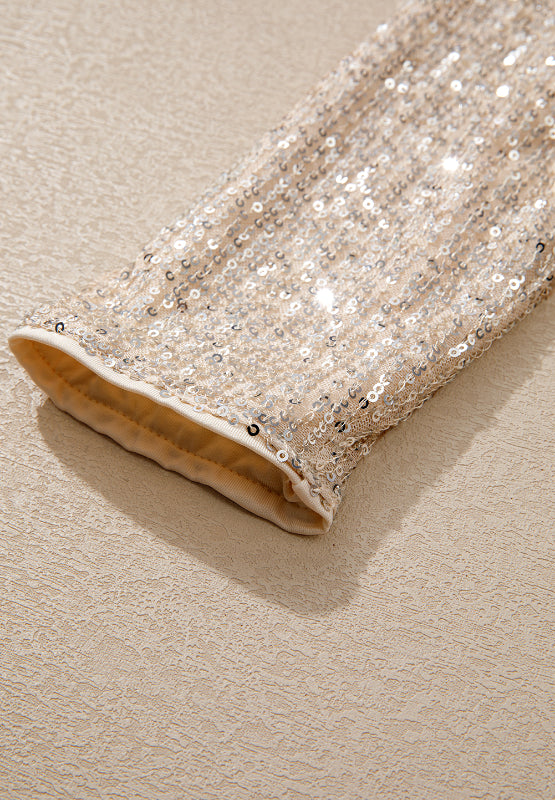 Sequin Surplice Long Sleeve Bodysuit - felvior