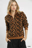Umgee Leopard Print Quarter-Zip Sweatshirt