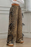 Leopard Bow Tie Elastic Waist Pants