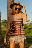 BiBi American Flag Print Knit Sleeveless Top
