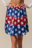 BiBi American Flag Theme Star Sequin Tiered Skirt