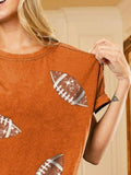 BiBi Football Sequin Embroidery Vintage Washed Top