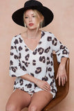 BiBi Leopard Printed V Neck Woven Top with Ruffled