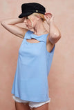 BiBi Soft Rib Knit with Cut Out Front Sleeveless Top