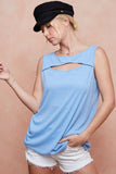 BiBi Soft Rib Knit with Cut Out Front Sleeveless Top