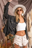BiBi Suede Fringe Long Sleeve Jacket