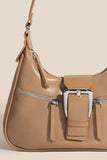 Fame Large Buckle Triple Zipper Hand Bag