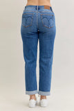 Judy Blue Full Size Mid Rise BF Classic Cuffed Jeans Plus Size