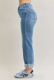 Judy Blue High Waist Bf Criss-cross Mild Destroy Jeans with Single Cuff