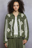 POL Button Down Raw Hem Jacket with Floral Patch