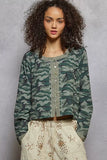 POL Camouflage Print Long Sleeve Top