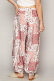 POL Drawstring Floral Patchwork Wide leg Pants