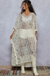 POL Lace Embroidered Beach Cover Up Kaftan