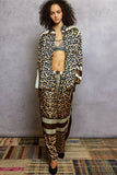 POL Leopard Printed Woven Wide Leg Drawstring Pants