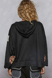 POL Peace Patch Floral Long Sleeve Hoodie