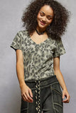 POL Printed V-Neck Short Sleeve T-Shirt