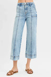 RISEN Full Size High Rise Crop Wide Front Seam Detailed Jeans Plus Size