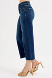 RISEN Full Size Tummy Control High Rise Crop Wide Jeans Plus Size
