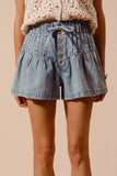 SO ME Flared Denim Shorts with Elasticized Waist