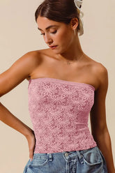 SO ME Jacquard Floral Two Tone Seamless Tube Top