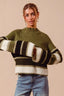 SO ME Multi Color Striped Mock Neck Sweater
