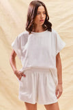 SO ME Round Neck Short Sleeve Top and Shorts Set