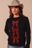 SO ME Sequins Bow Ribbon Embellished Christmas Sweater
