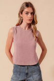 SO ME Sleeveless Hacci Knit Top with Round Hem