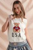 SO ME Teddy Bear Wearing An American Flag With Usa Embroidered Sweater Vest