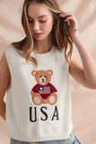 SO ME Teddy Bear Wearing An American Flag With Usa Embroidered Sweater Vest