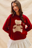 SO ME Teddy Bear With Check Ribbon Christmas Sweater