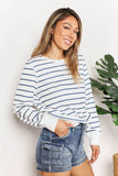 Striped Long Sleeve Top - Chic Round Neck