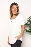 Swiss Dot Puff Sleeve Blouse - Trendy & Stylish
