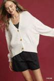 Umgee Button-Front V-Neck Knit Cardigan