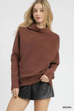 Umgee Draped Turtleneck Long Sleeve Knit Top