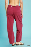 Umgee Drawstring Wide Leg Casual Pants