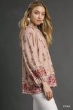 Umgee Floral Boho Peasant Blouse