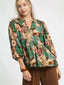 Umgee Mix Floral Peplum Blouse with Tie Neck