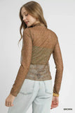 Umgee Nylon Lace Mesh Long Sleeve Top