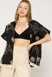 Umgee Open Front Embroidered Fringe Kimono