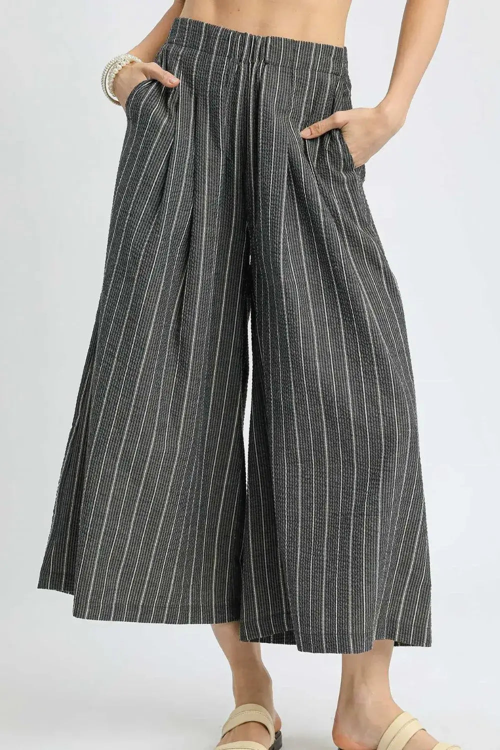 Umgee Pinstripe Crop Palazzo Pants