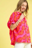 Umgee Printed Button-Up Relaxed Shirt