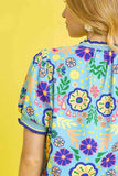 Umgee Retro Floral Puff Sleeve Top