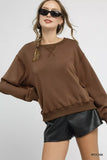 Umgee Round Neck Long Sleeve Fleece Sweatshirt